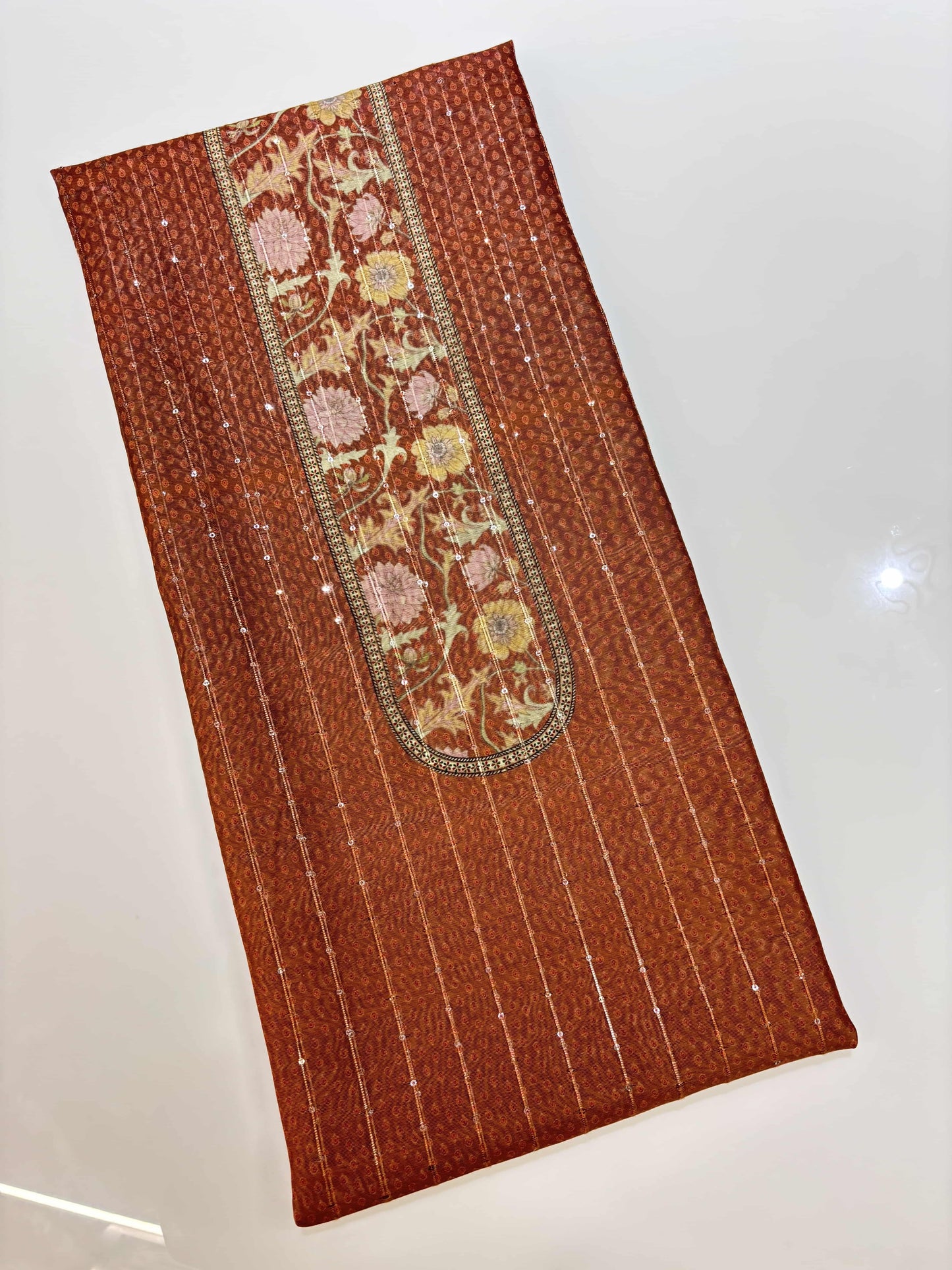 Chanderi Cotton Digital Printed Unstitched Dress Material With Solid Bottom & Printed Dupatta