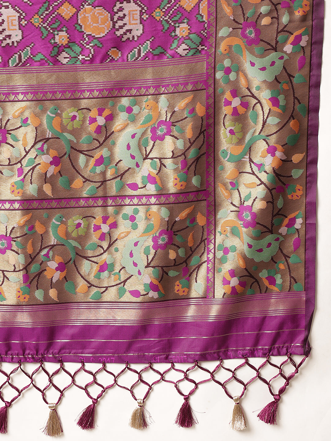 Pure Weaving Patola Dupatta With Paithani Border & Pallu – Purple – view 6