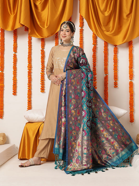Pure Weaving Patola Dupatta With Paithani Border & Pallu – Teal