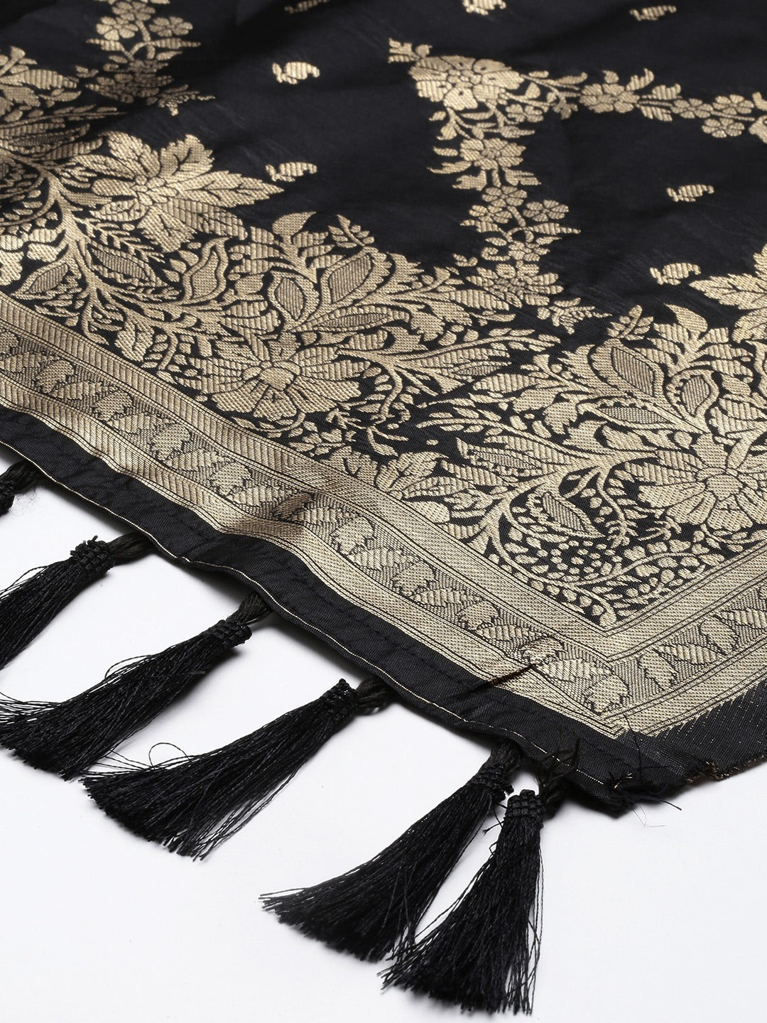 Banarasi Silk Zigzag Design Woven Dupatta With Tassels