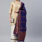 Blue & Red Ethnic Motifs Phulkari Embroidered Dupatta