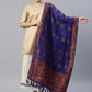 Blue & Red Ethnic Motifs Phulkari Embroidered Dupatta