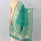 Teal & Gold Toned Woven Design Banarasi Dupatta