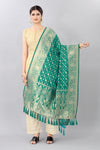 Teal & Gold Toned Woven Design Banarasi Dupatta