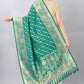 Teal & Gold Toned Woven Design Banarasi Dupatta
