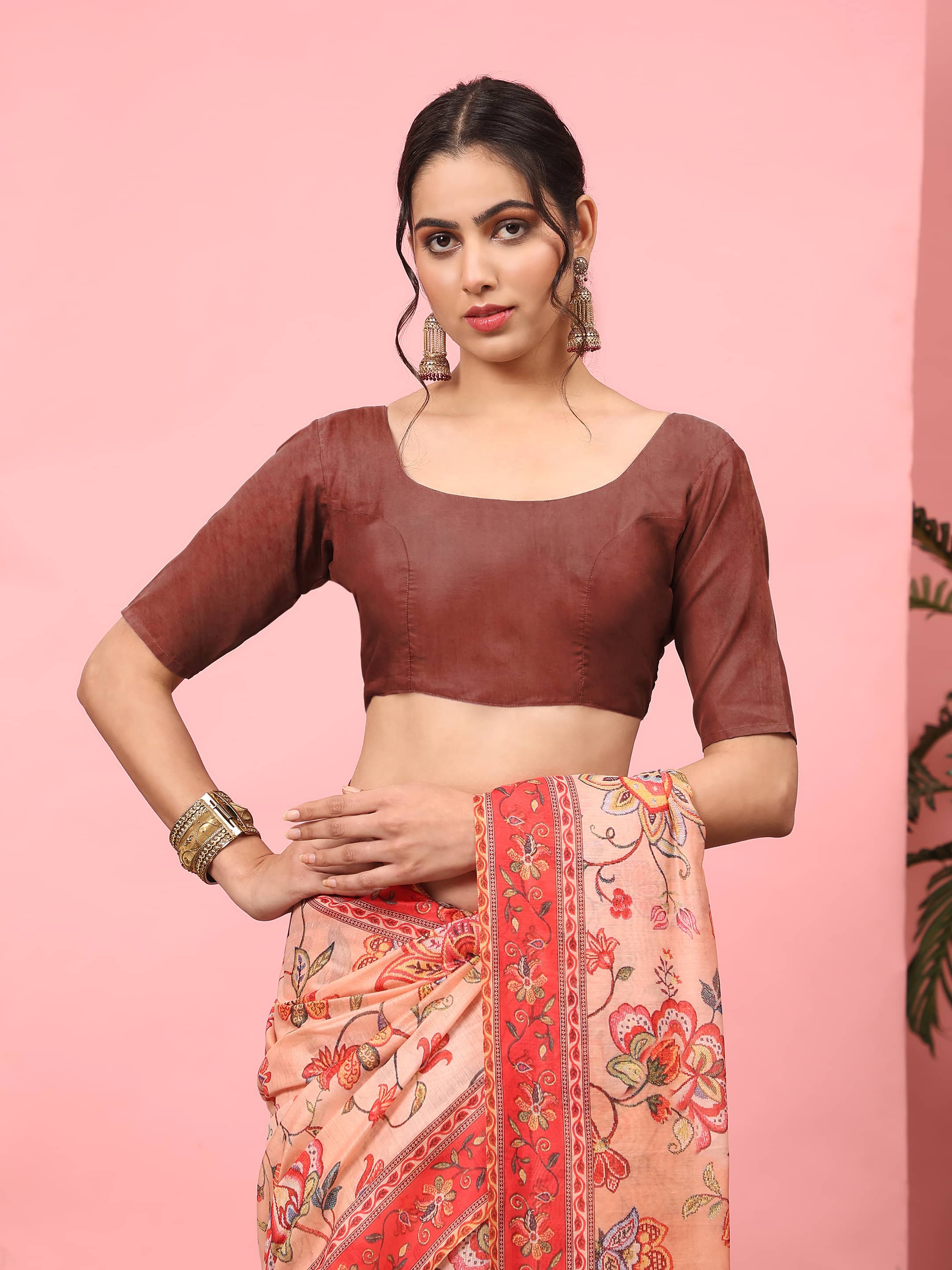 Women Cotton Blend Digital Print Saree