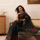 Women's Kalamkari Digital Print Black Saree