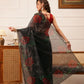 Women's Kalamkari Digital Print Black Saree