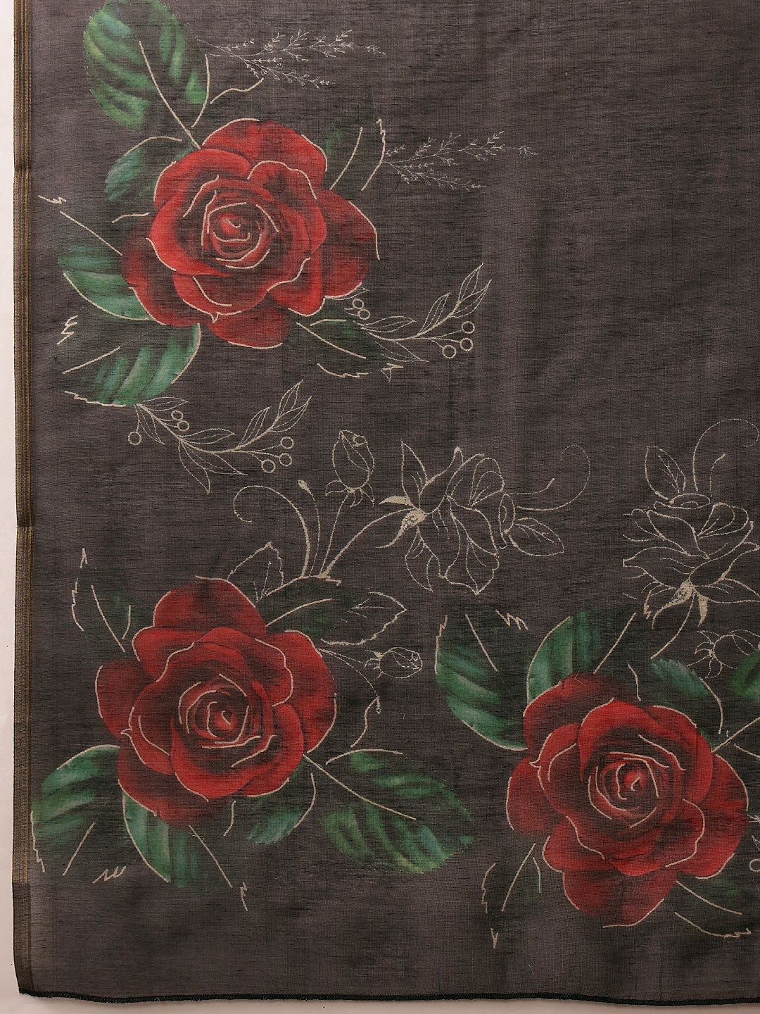 Women's Kalamkari Digital Print Black Saree
