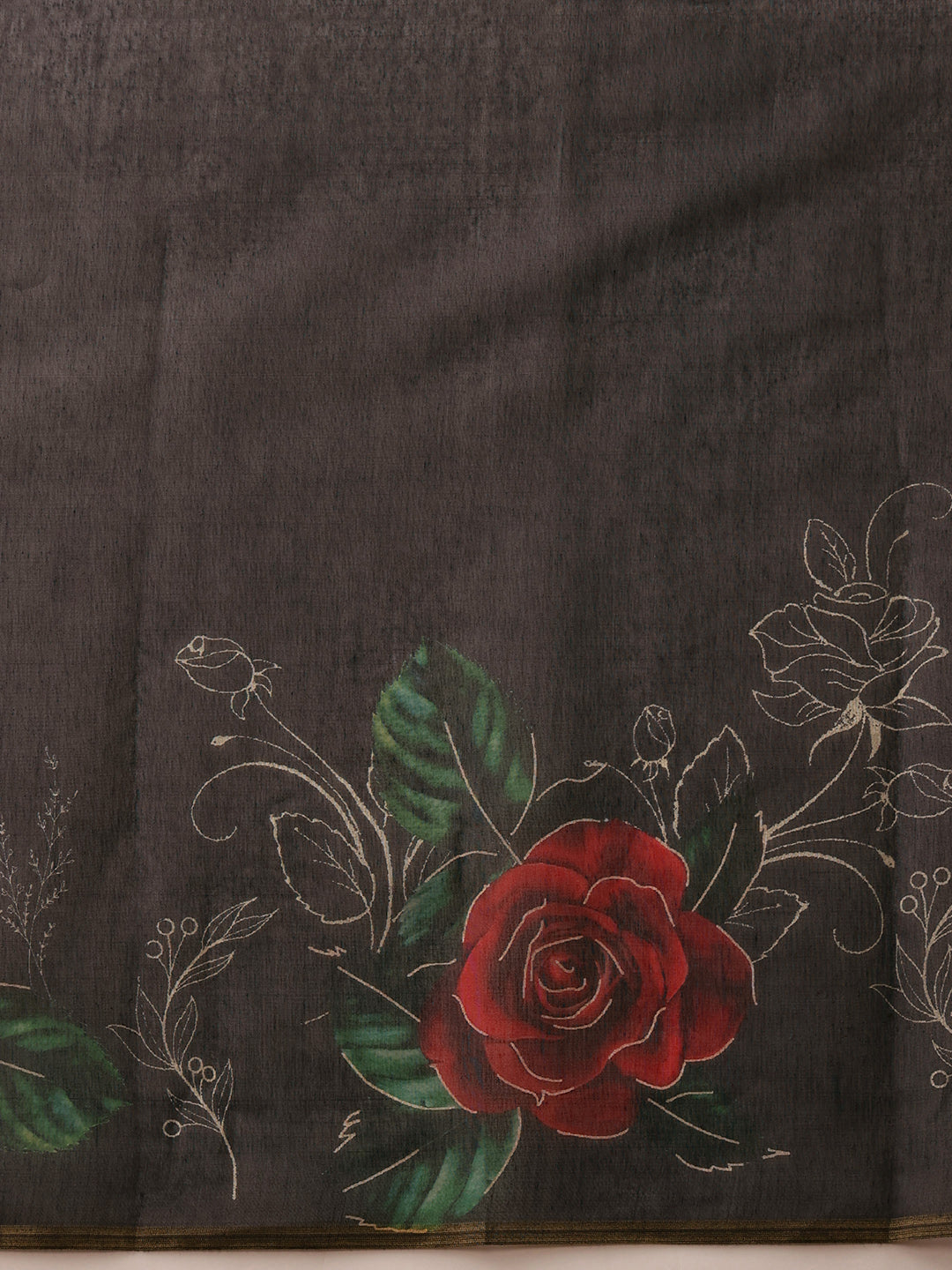 Women's Kalamkari Digital Print Black Saree