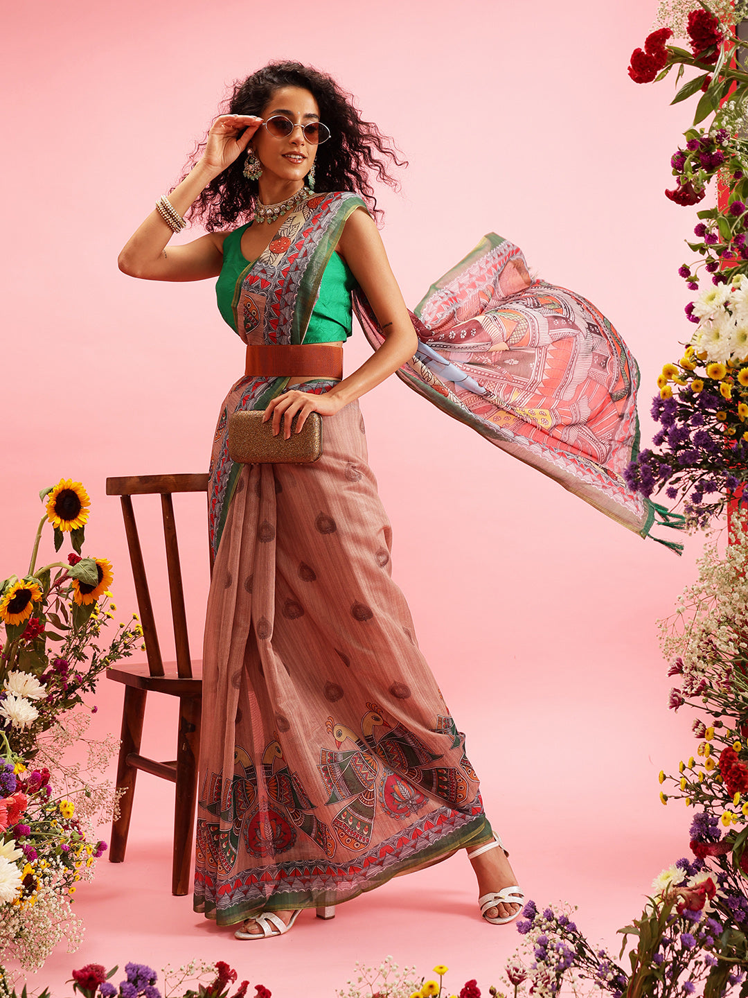 Madhubani Cotton Blend Digital Print Saree