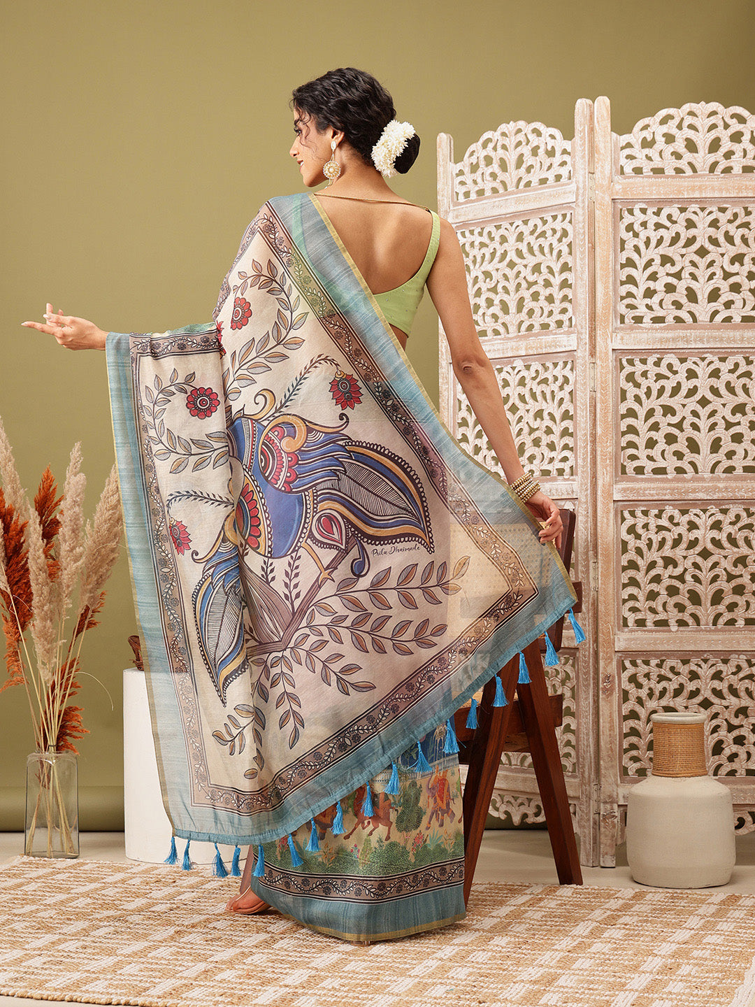 Madhubani Cotton Blend Digital Print Saree