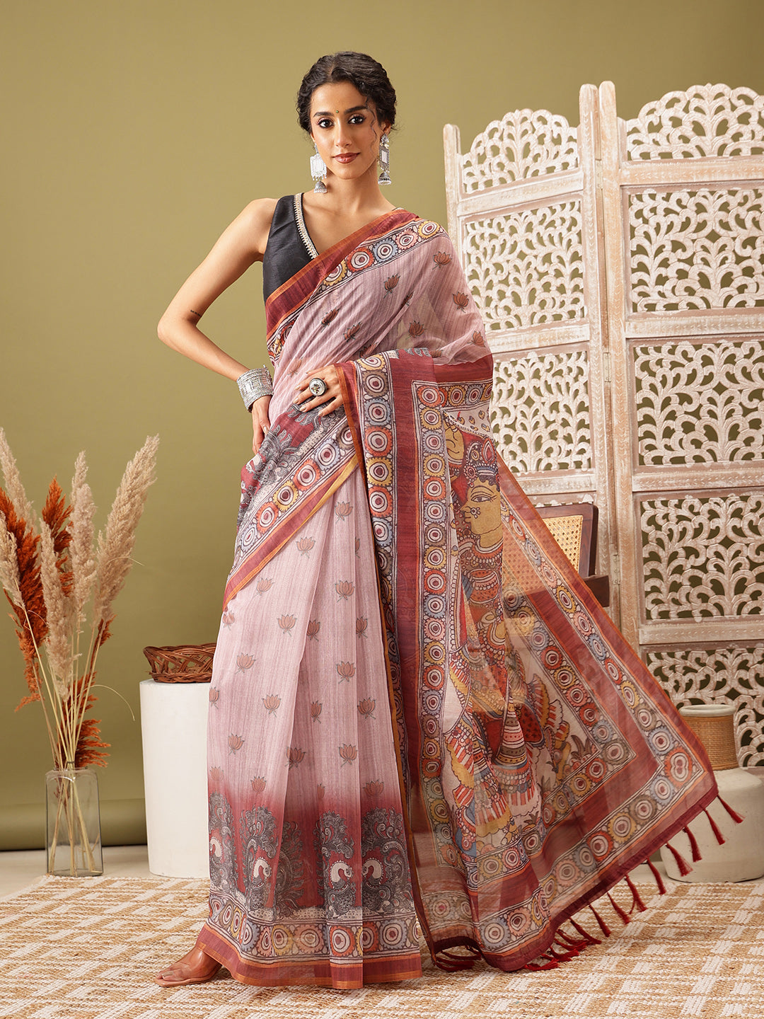 Madhubani Cotton Blend Digital Print Saree