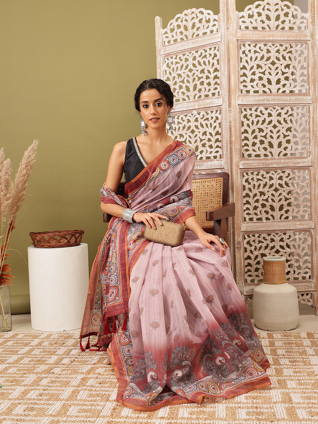 Madhubani Cotton Blend Digital Print Saree