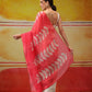 Chanderi Cotton Half & Half Printed Pink Saree