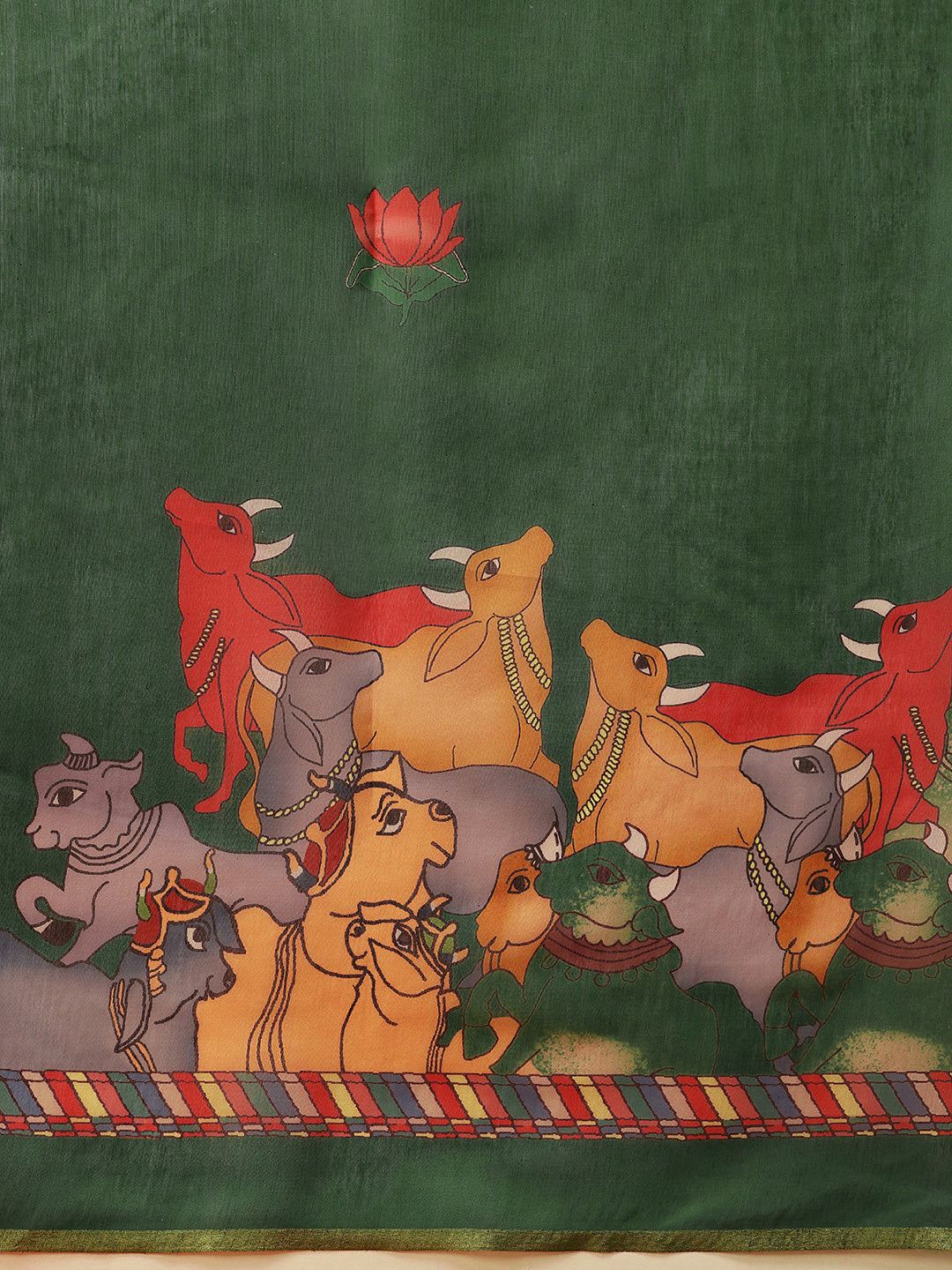 Pichwai Kalamkari Digital Printed Chanderi Saree