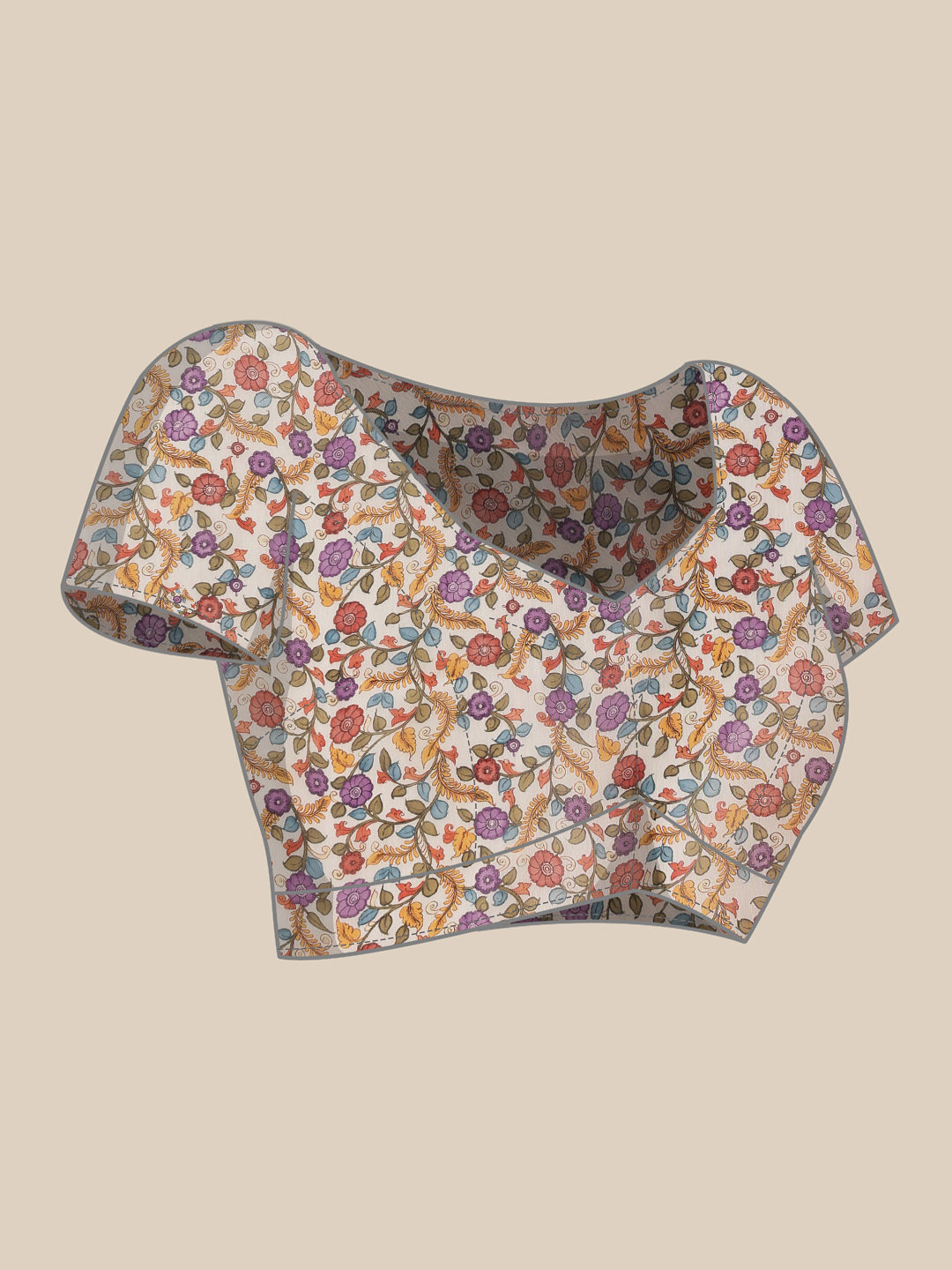 Chanderi Kalamkari Printed Saree With Paithani Border