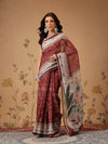 Bandhani Printed Chanderi Saree With Paithani Border