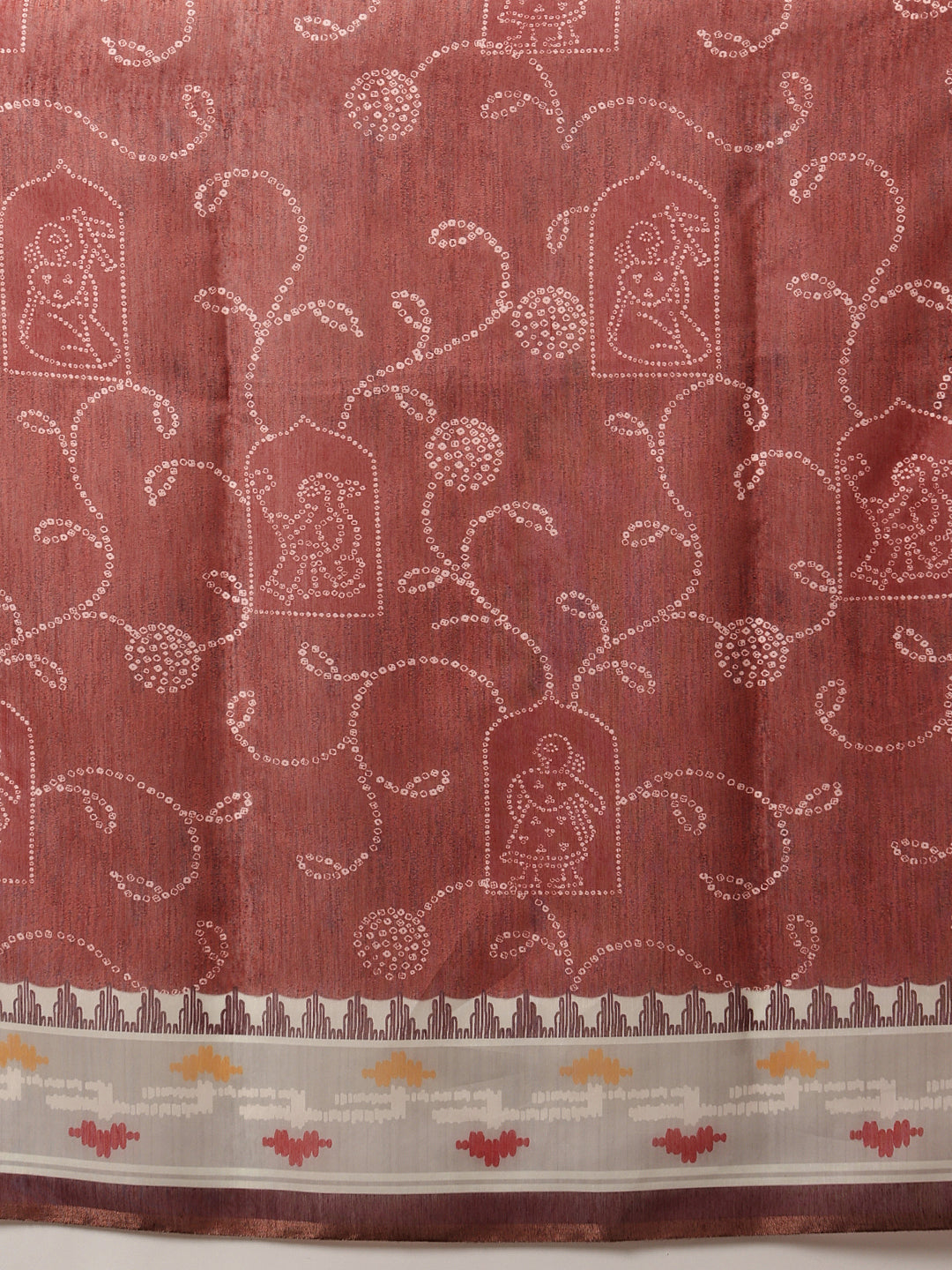 Bandhani Printed Chanderi Saree With Paithani Border
