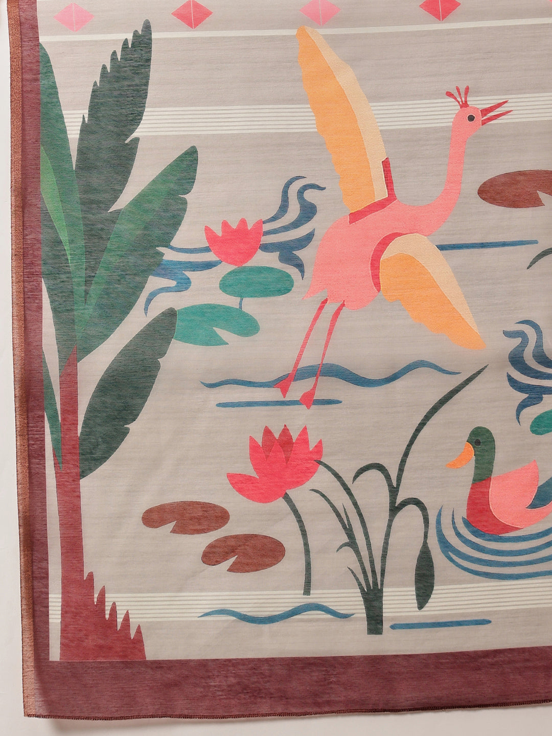 Bandhani Printed Chanderi Saree With Paithani Border