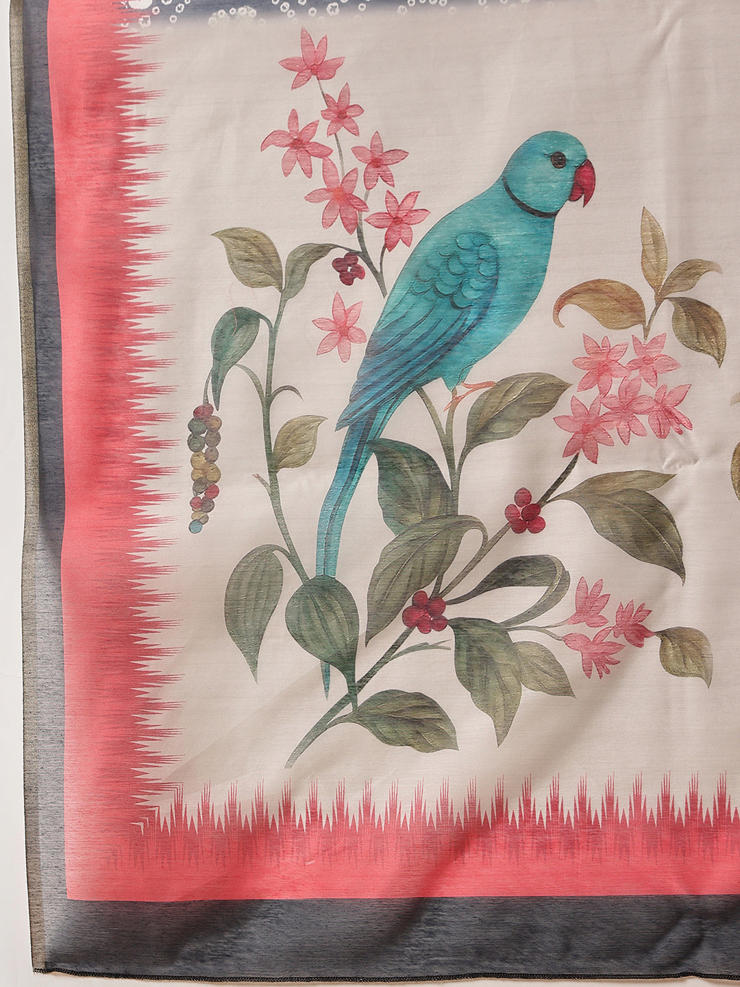 Bandhani Printed Chanderi Saree With Paithani Border