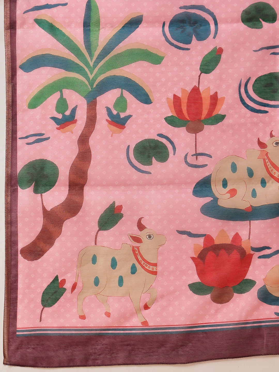 Bandhani Printed Chanderi Saree With Paithani Border