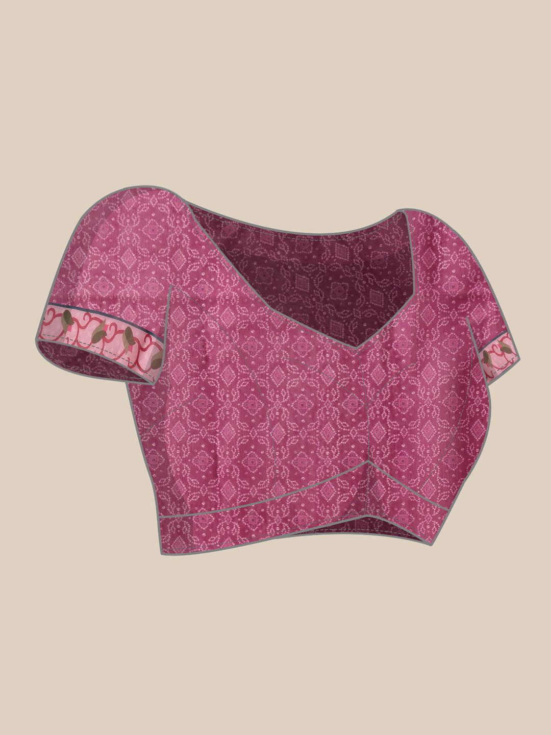 Bandhani Printed Chanderi Saree With Paithani Border