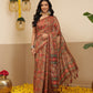 Kalamkari Printed Cotton Chanderi Saree With Beautifull Tassels