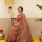 Kalamkari Printed Cotton Chanderi Saree With Beautifull Tassels