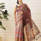 Kalamkari Printed Cotton Chanderi Saree With Beautifull Tassels