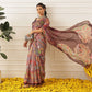 Kalamkari Printed Cotton Chanderi Saree With Beautifull Tassels