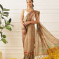 Kalamkari Printed Cotton Chanderi Saree With Beautifull Tassels