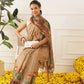 Kalamkari Printed Cotton Chanderi Saree With Beautifull Tassels