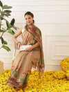 Kalamkari Printed Cotton Chanderi Saree With Beautifull Tassels