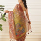 Kalamkari Printed Cotton Chanderi Saree With Beautifull Tassels