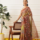 Kalamkari Printed Cotton Chanderi Saree With Beautifull Tassels