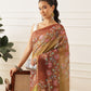 Kalamkari Printed Cotton Chanderi Saree With Beautifull Tassels