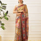 Kalamkari Printed Cotton Chanderi Saree With Beautifull Tassels