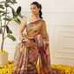 Kalamkari Printed Cotton Chanderi Saree With Beautifull Tassels