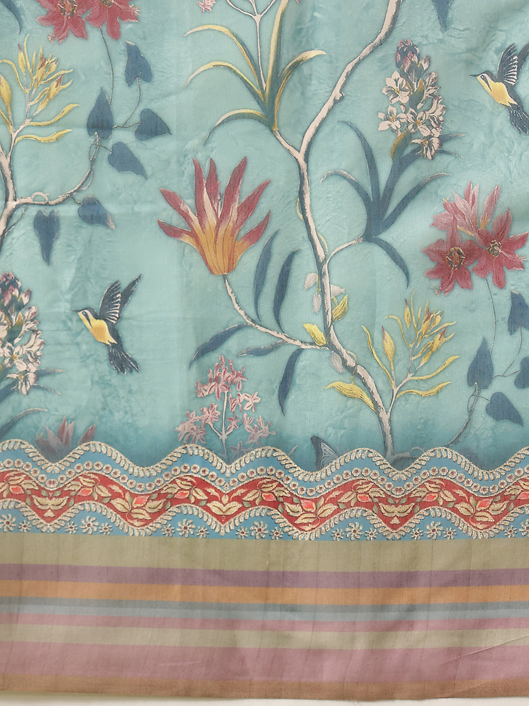 Women's Digital Printed Cotton Chanderi Saree With Beautiful Tassels