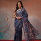 Digital Printed Premium Cotton Blend Chanderi Saree with Traditional Motifs & Tassel