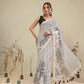 Digital Printed Premium Cotton Blend Chanderi Saree with Traditional Motifs & Tassel