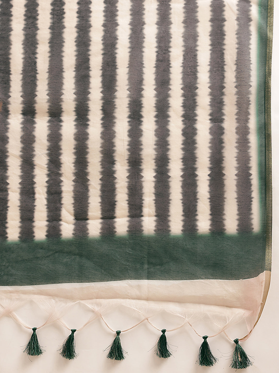 Digital Printed Premium Cotton Blend Chanderi Saree with Traditional Motifs & Tassel