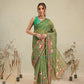 Digital Printed Premium Cotton Blend Chanderi Saree with Traditional Motifs & Tassel