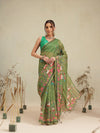 Digital Printed Premium Cotton Blend Chanderi Saree with Traditional Motifs & Tassel