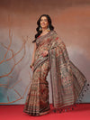 Digital Printed Premium Cotton Blend Chanderi Saree with Traditional Motifs & Tassel