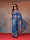 Digital Printed Premium Cotton Blend Chanderi Saree with Traditional Motifs & Tassel