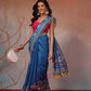 Digital Printed Premium Cotton Blend Chanderi Saree with Traditional Motifs & Tassel