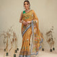 Digital Printed Premium Cotton Blend Chanderi Saree with Traditional Motifs & Tassel