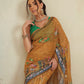 Digital Printed Premium Cotton Blend Chanderi Saree with Traditional Motifs & Tassel